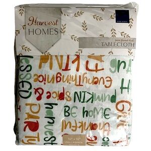 Harvest Homes Tablecloth Thanksgiving Indoor Outdoor Multicolor Square 52 in